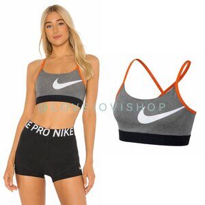 Athleisure | Nike Pro Intertwist Epic Lux Icon Sports Bra | Gray Orange | Active